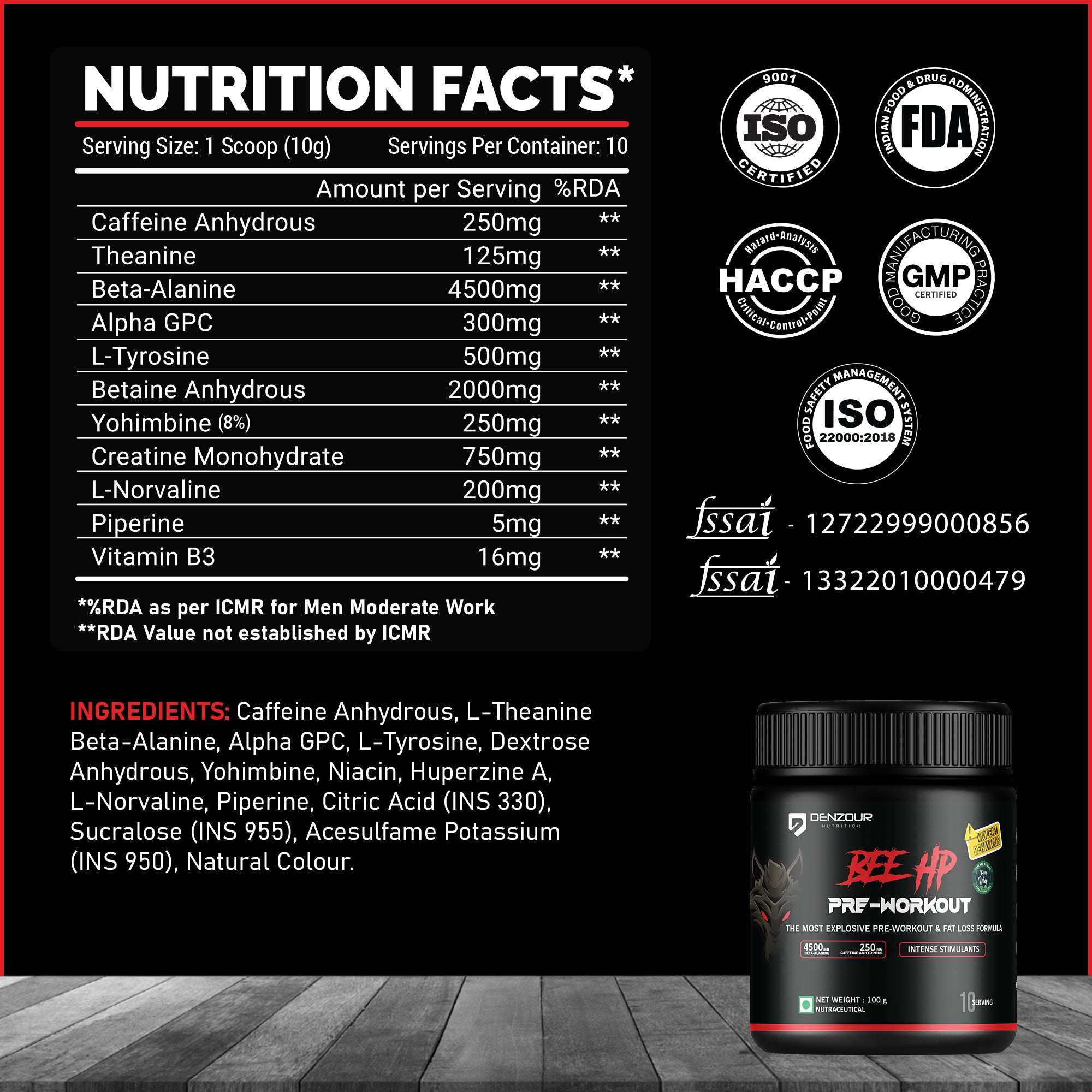 Pre Workout Powder Nutrition Facts and Ingredients