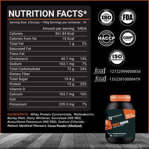Denzour Mass Gainer Nutrition Facts