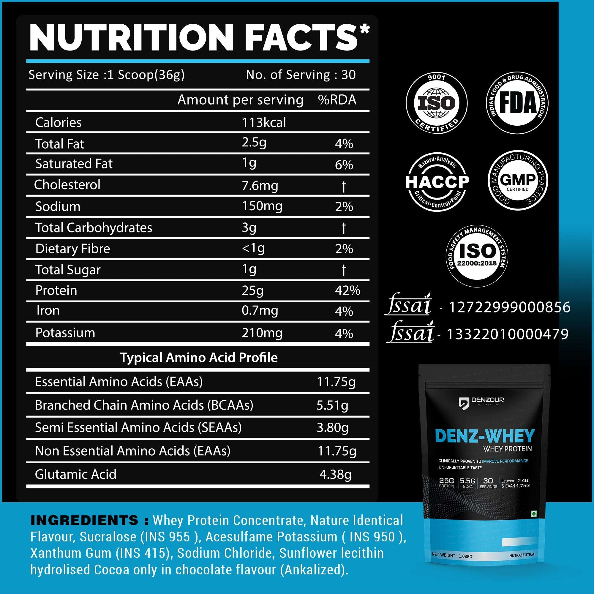 Denz-Whey Whey Protein Nutrition Facts