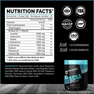 Denzour BCAA-XT - 390g | With Glutamine &  L- Citrulline | 7000mg BCAA & 2500mg Glutamine