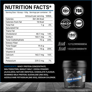 Denz-Pro Mass Gainer - 5Kg (11 Lb) | Muscle Growth Support | 15g Protein, 361 Kcal & 19.4g Sugar