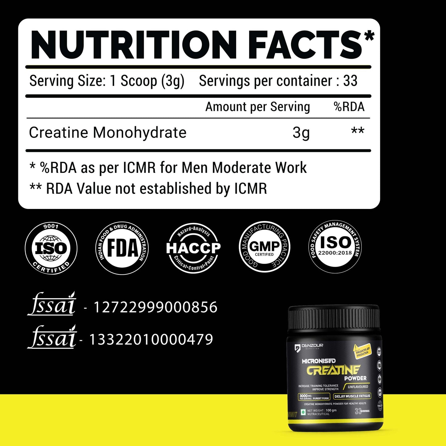 Denzour Micronised Creatine - 100 g