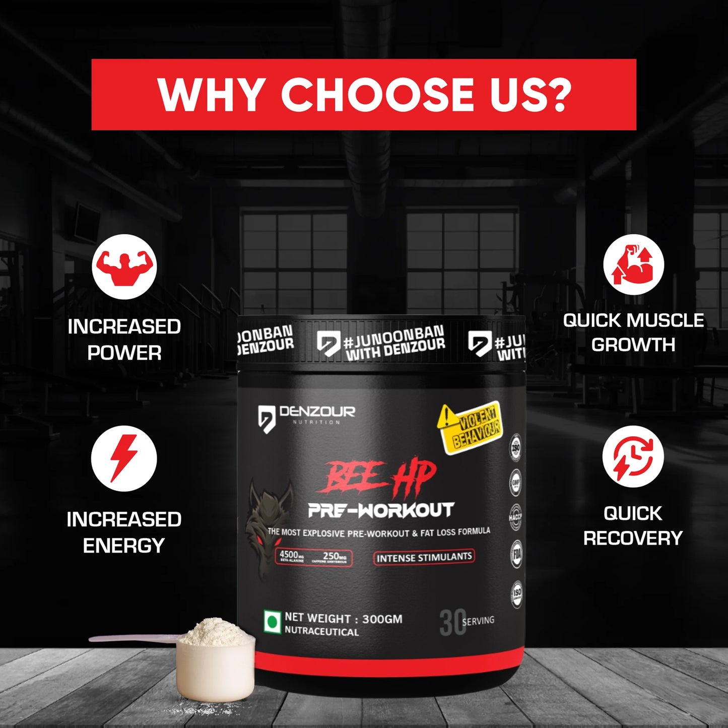 Denz Whey Protein + BEE HP Pre Workout + Denz Intra BCAA +EAA + Omega-3 Fish Oil