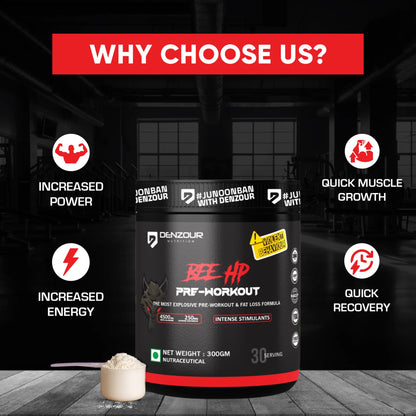 Denz Whey Protein + BEE HP Pre Workout + Denz Intra BCAA +EAA + Omega-3 Fish Oil