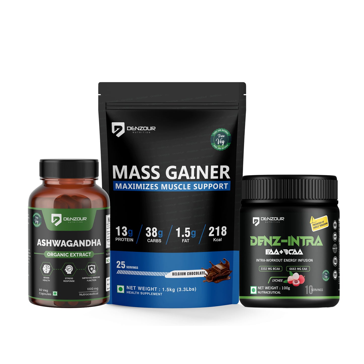 Mass Gainer + Denz Intra + Ashwagandha