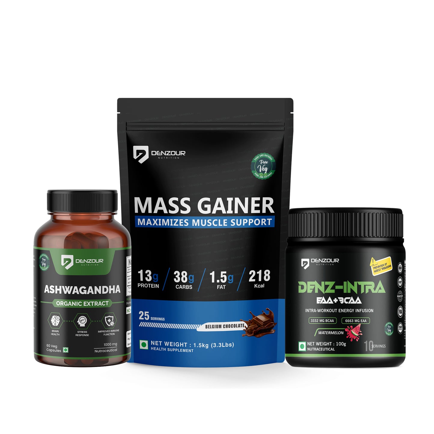Mass Gainer + Denz Intra + Ashwagandha