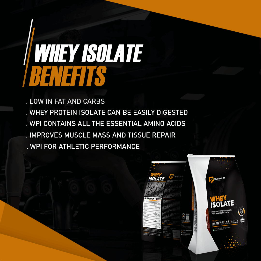 Denzour Whey Isolate Protein Powder | Pure Whey Protein Isolate | 26.4g Protein, 6.1g BCAA