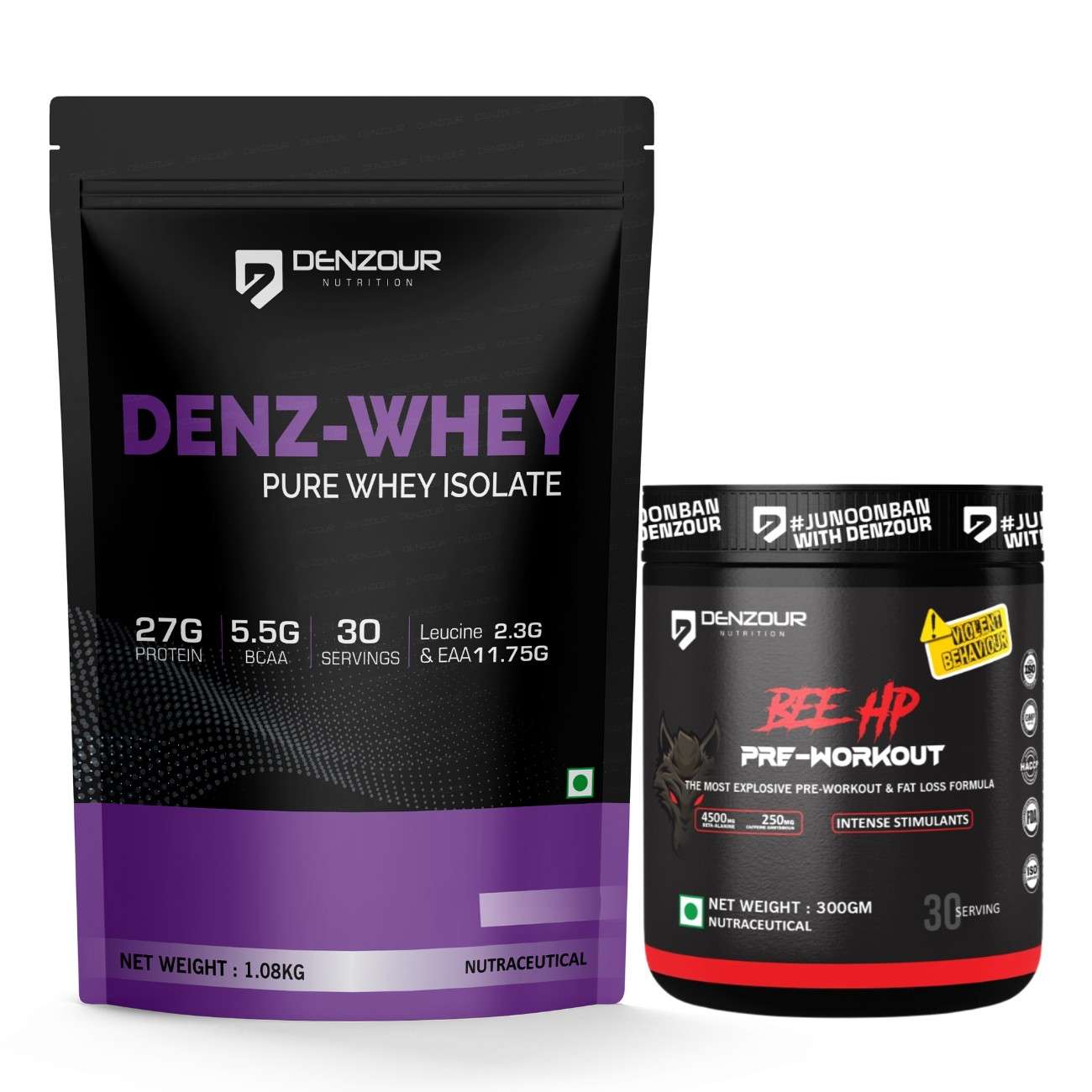 Whey Isolate Protein Powder + Bee Hp Pre Workout 300g