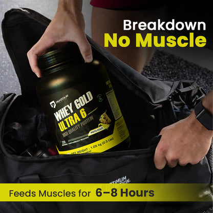 Denzour Whey Gold Ultra 6 High Quality Protein Powder | 1.05Kg & Enhanced Strength