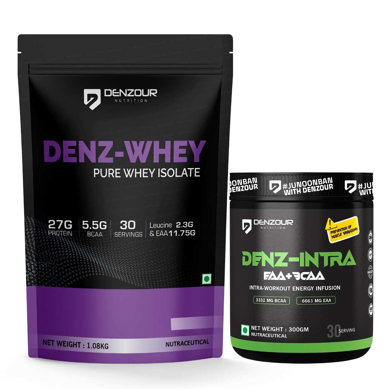 Denz Whey Isolate Protein + Denz Intra BCAA Powder 300g