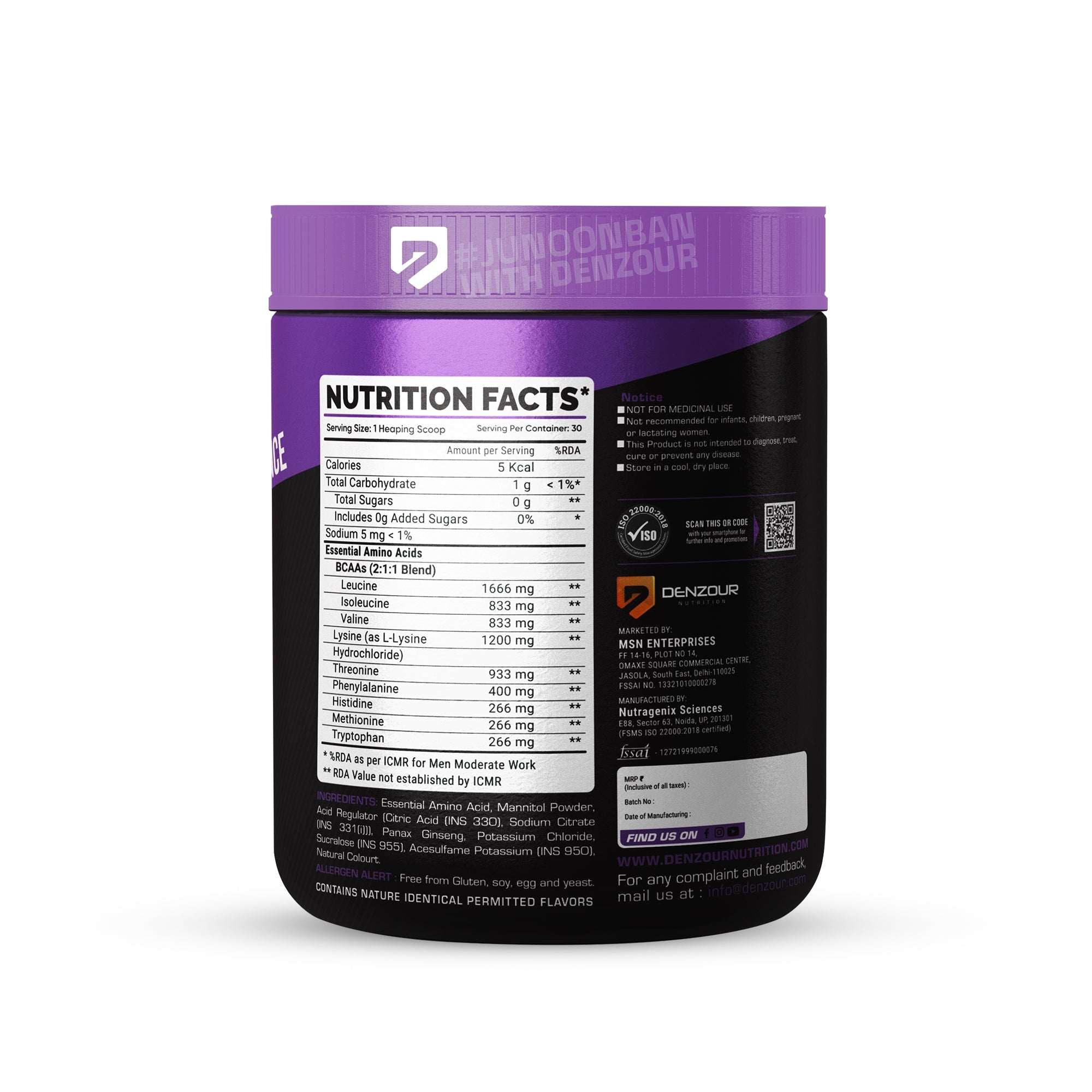 Denzour EAA Pre / Post / Intra Workout - 300g | 6600mg EEA & BCAA 3300mg