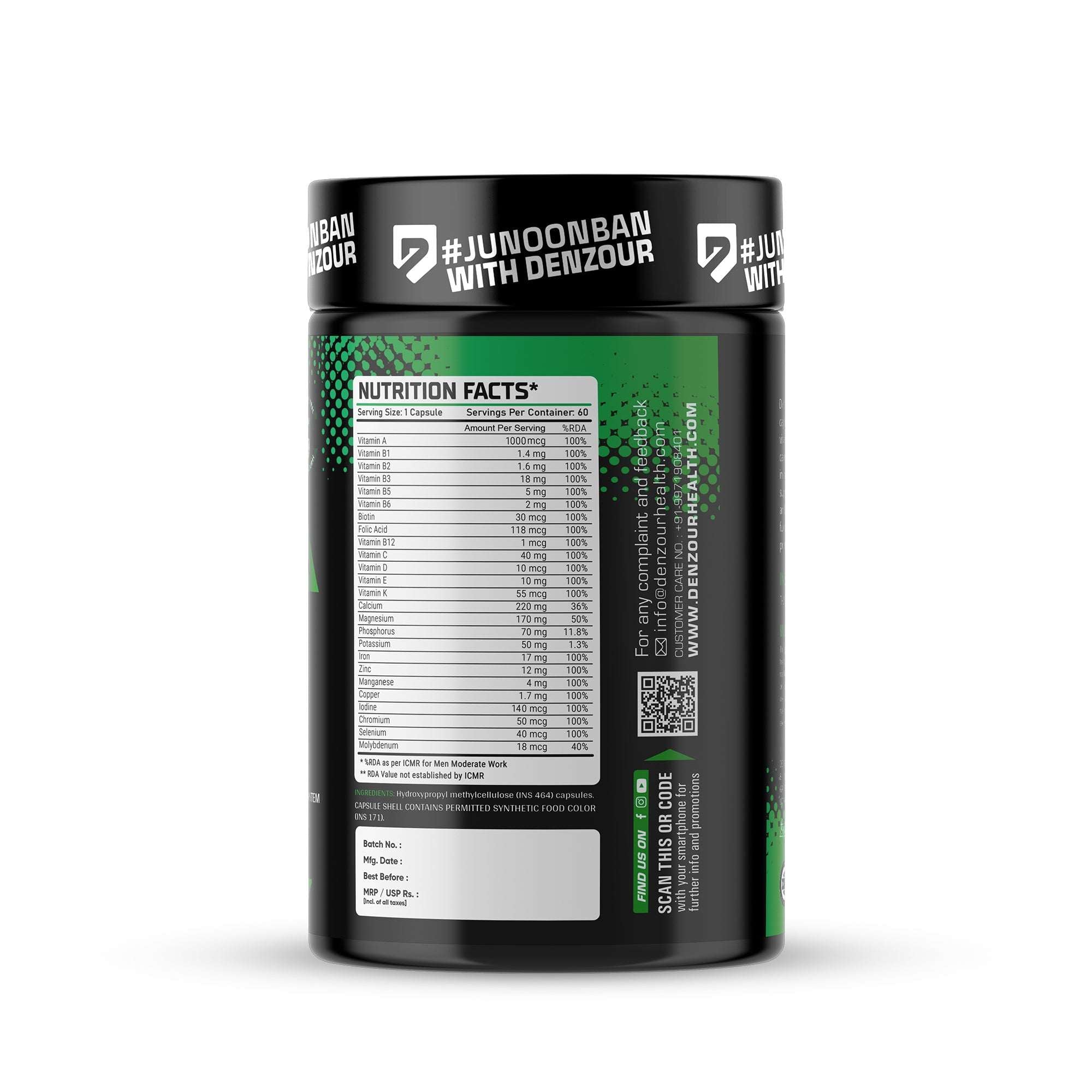 Denz-Vita Multivitamin - 60 Capsules | 100% Daily Value | 25 Vitamins & Minerals