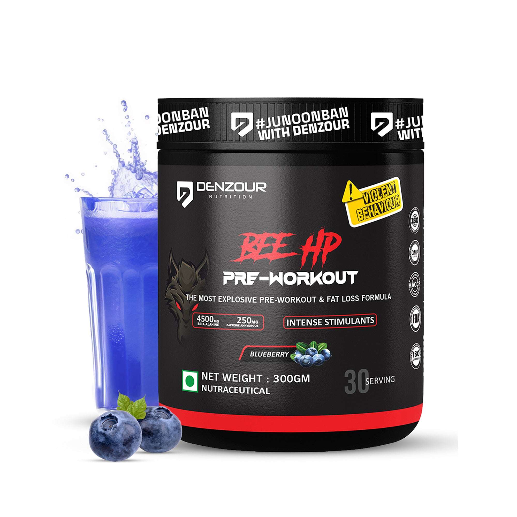 Pre Workout Powder blueberry flavour 300gm