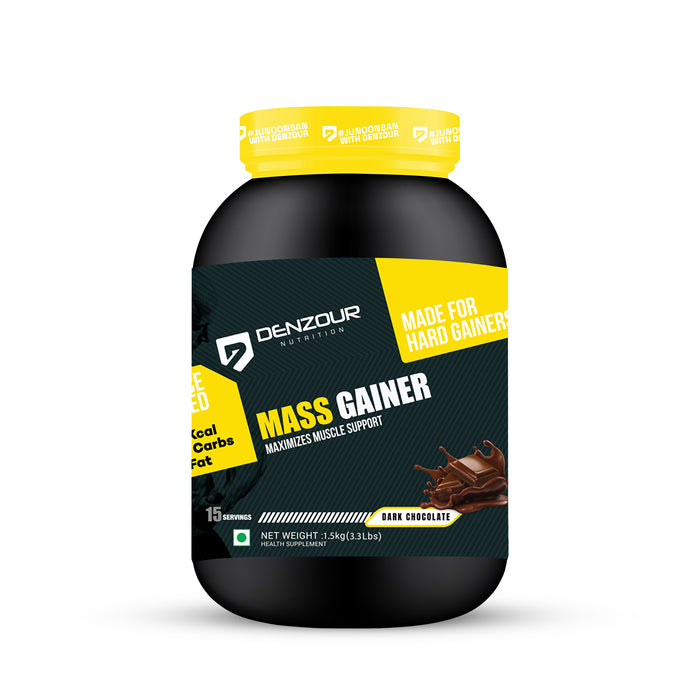 Denzour Mass Gainer - 1.5Kg (3.3 Lb) | Muscle Support, 72g Carbs & 100g Per Servings