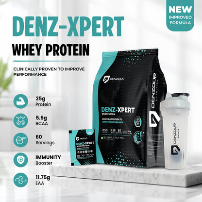 Denz-Xpert Whey Protein Powder - 2.16kg (4.76 Lb) | 25g Protein & 11.75g EAA