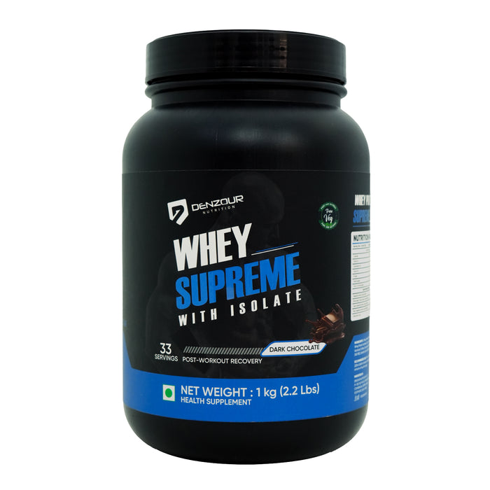 Denzour Whey Supreme with Isolate | 1 Kg & Servings 33