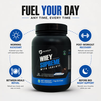 Denzour Whey Supreme with Isolate | 1 Kg & Servings 33
