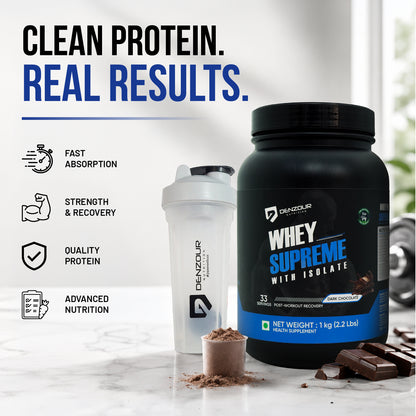 Denzour Whey Supreme with Isolate | 1 Kg & Servings 33