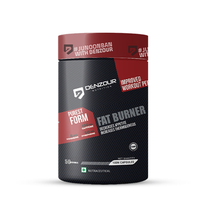 Denzour Fat Burner - 100 Capsules | Lean Muscles Support | 250mg Caffeine, 50mg Synephrine