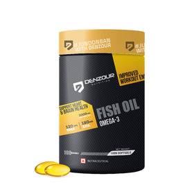 Denzour Omega - 3 Fish Oil | 100 Capsules, Support Heart & Brain Health | 120mg DHA & 180mg EPA