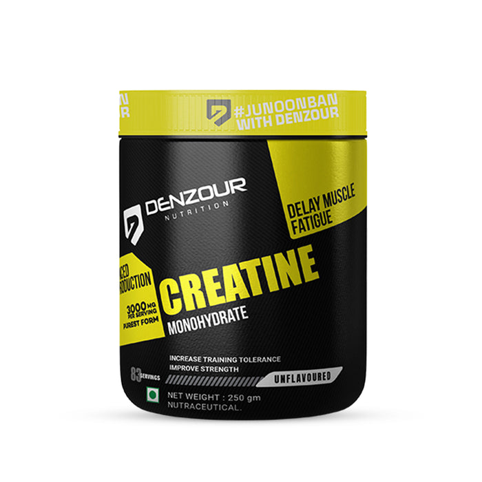 Denzour Creatine Monohydrate  Powder - 250gm | Improve Strength | Unflavoured, 83 Servings