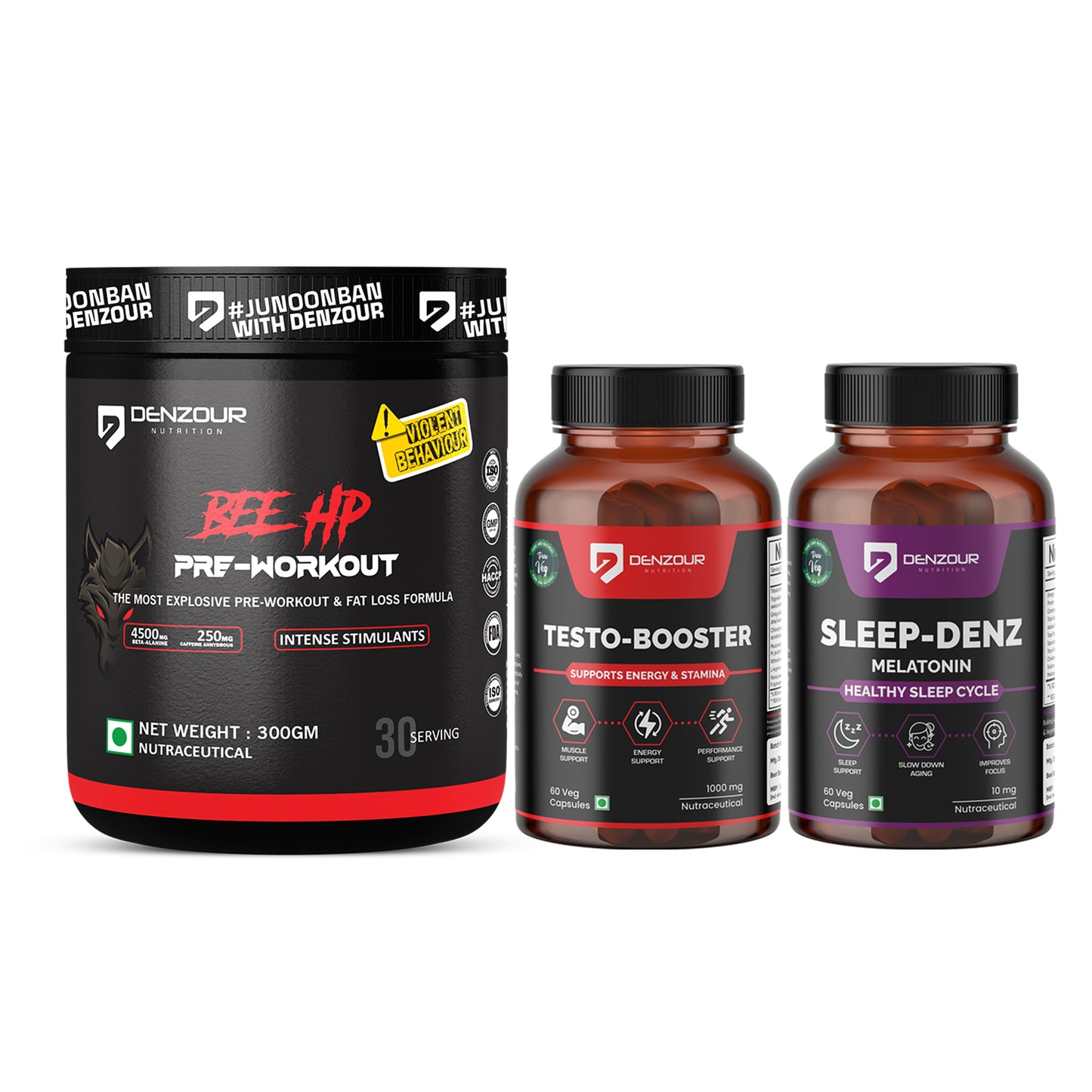 Melatonin + Testostrone Booster + BEE HP Pre Workout