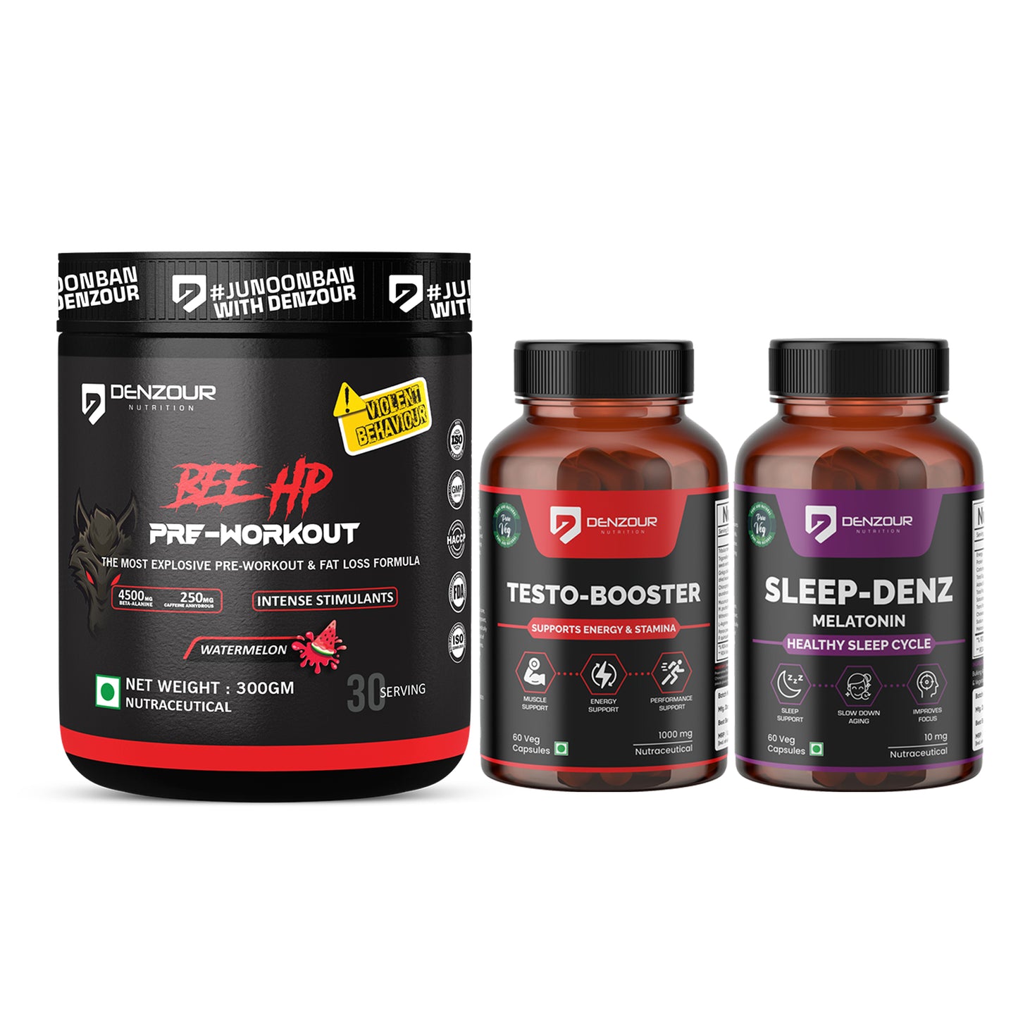 Melatonin + Testostrone Booster + BEE HP Pre Workout
