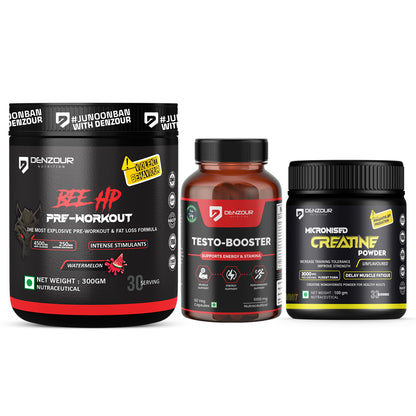 Micronised Creatine + Testostrone Booster + BEE HP Pre Workout