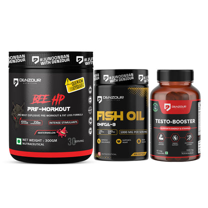 Omega-3 Fish Oil + Testostrone Booster + BEE HP Pre Workout