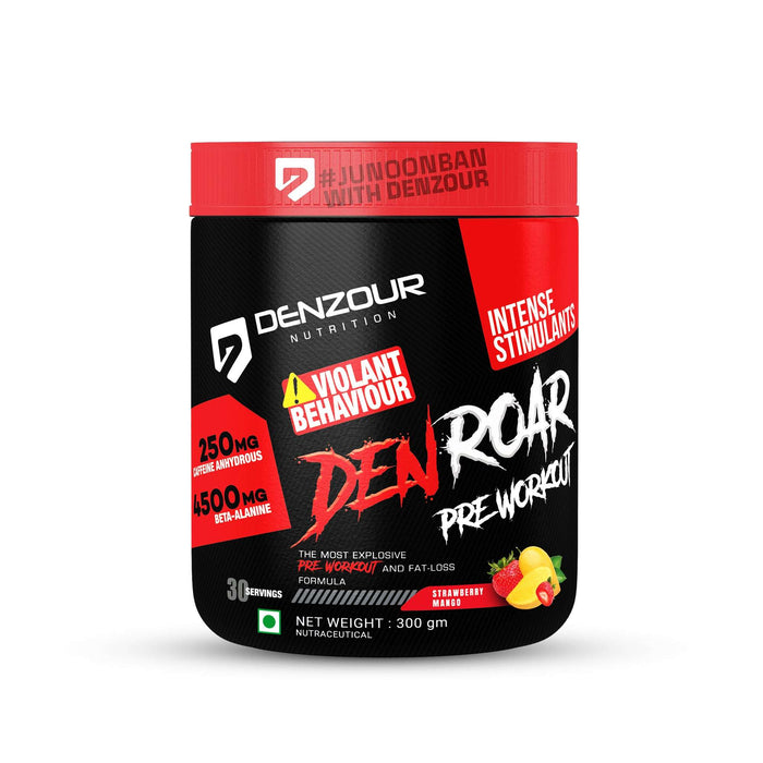Den Roar Pre-Workout 300g | Quick Muscle Growth | 4500mg Beta - Alanine & 250mg Caffeine