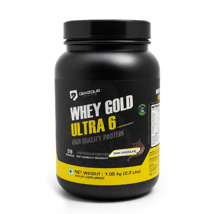 Denzour Whey Gold Ultra 6 High Quality Protein Powder | 1.05Kg & Enhanced Strength