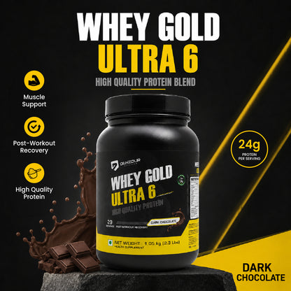 Denzour Whey Gold Ultra 6 High Quality Protein Powder | 1.05Kg & Enhanced Strength