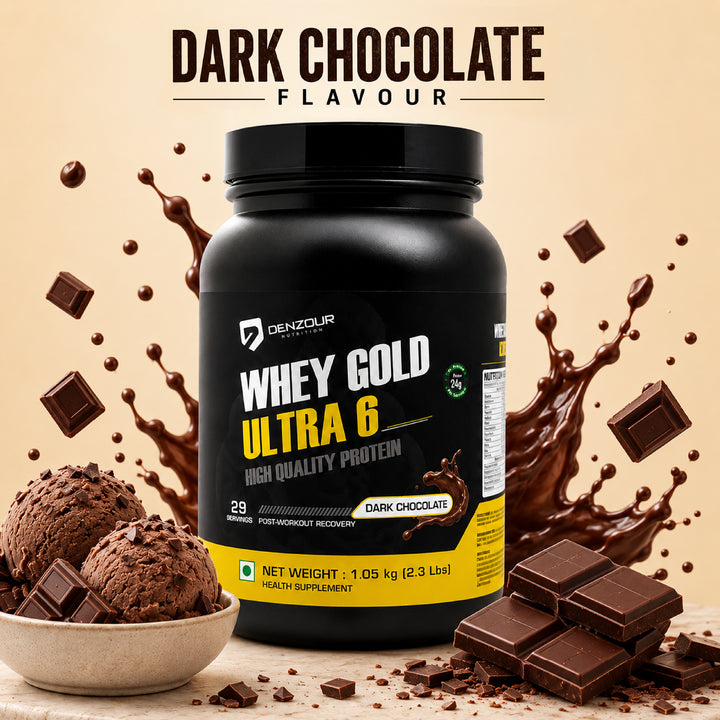 Denzour Whey Gold Ultra 6 High Quality Protein Powder | 1.05Kg & Enhanced Strength