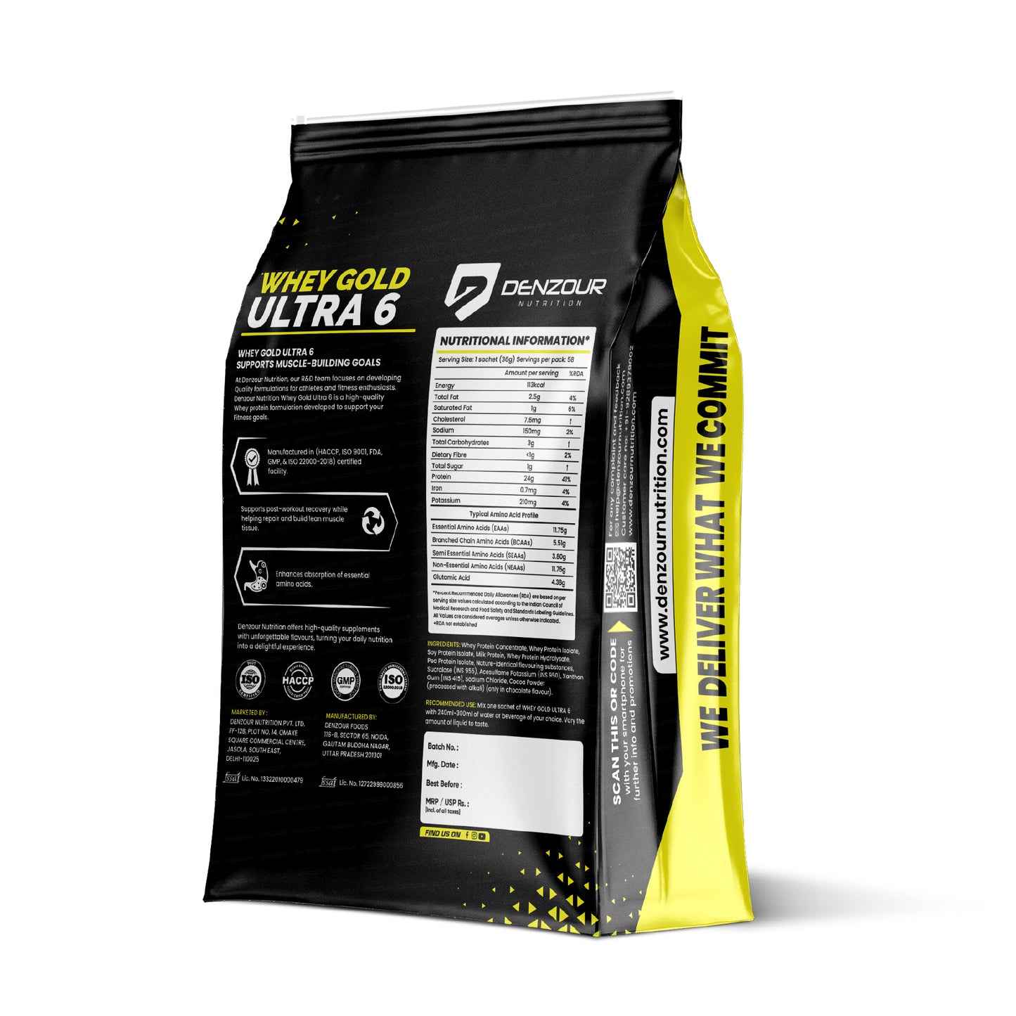 Denzour Whey Gold Ultra 6 Protein Powder | Perfect For Lean Gaining
