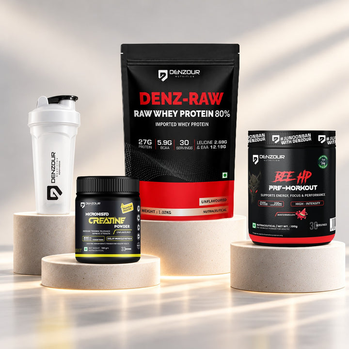 Whey, Creatine and Pre Workout Stack | Denzour