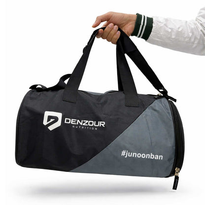 Denzour Nutrition Gym Duffle Bag, Unisex Sports & Travel Kit Bag with Shoulder Strap and Side Zip Pocket